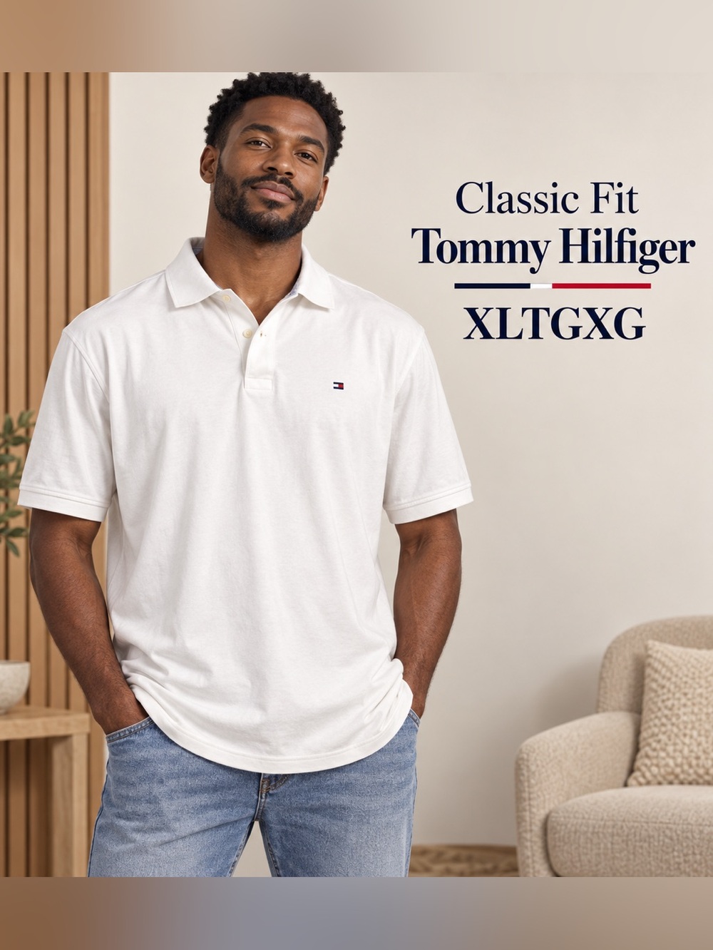 Tommy Hilfiger Men’s White Polo Shirt Classic Fit XL TG XG